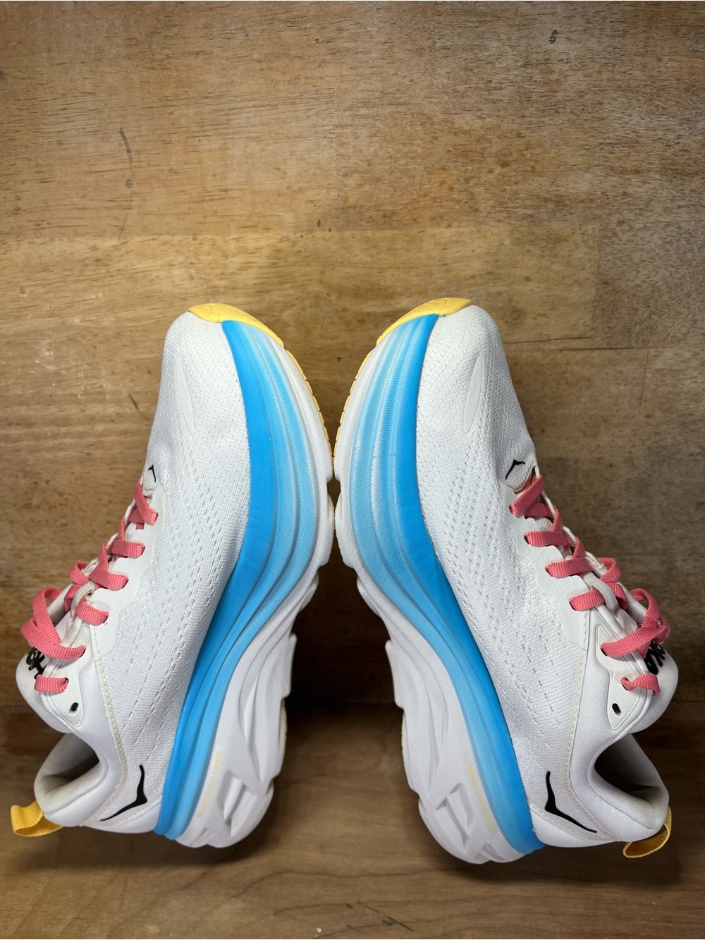Hoka One One Bondi 8 REFLECTIVE Womens Sz 8.5 Running Shoes Sneakers White Blue - Picture 7 of 13